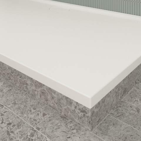 Villeroy & Boch Ecora douchebak - 180x100x3.5cm - afvoer lange zijde - stone white (wit) SW1558994