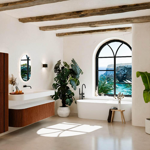 MONDIAZ THOR 170cm badmeubel ronding links + rechts kleur Ruby met 1 lade en 2 deuren. Vrijhangende wastafel CLOUD Midden zonder kraangat kleur Talc. SW1465475