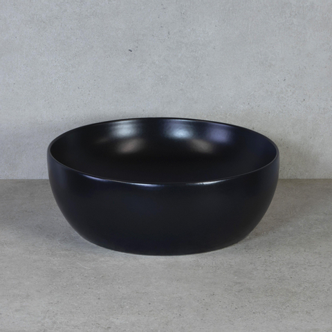 H&R Badmeubelen Circle Waskom - 40x40x14cm - opbouw - keramiek zwart mat SW405131