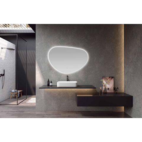 Saniclass Organic Miroir Sim - 100x66.6cm - éclairage - chauffe-miroir - horizontal/vertical - organique SW1407162