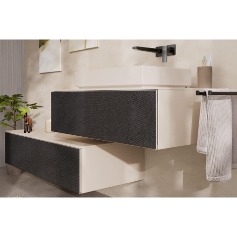 Hansgrohe Metropol 1 greeps wastafelkraan - afbouwdeel - met voorsprong 225 mm en afvoerplug - glans zwart chroom SW490354