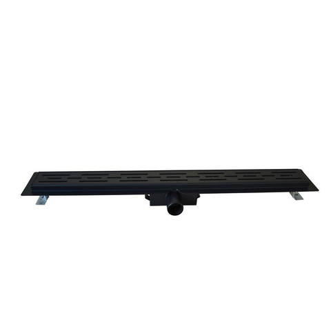 Wiesbaden Caniveau de douche avec bride et grille 80 x 7 cm mat noir SW258676