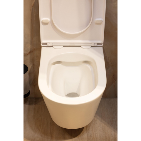 QeramiQ Dely hangtoilet – spoelrandloos – diepte 51,7 cm – met slim softclose zitting – mat wit SW1212352