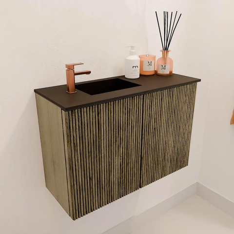 Mondiaz JOYA 60cm meuble de toilette - couleur Dusk - Vasque FAYE position Gauche 1 trou de robinet couleur Urban. SW1421657