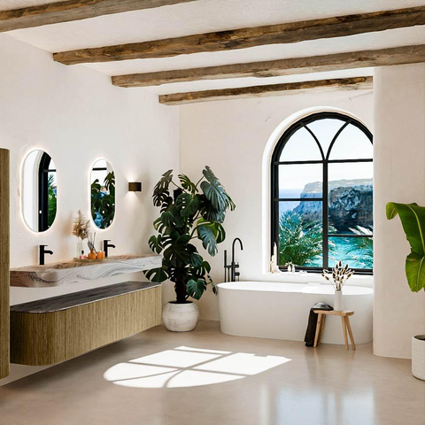 MONDIAZ THOR-DLUX Meuble de salle de bains - 200cm - arrondi gauche + droite - couleur Dusk - 2 tiroirs et 2 portes - Vasque suspendue CLOUD Double 2 trous de robinet - couleur Sombra SW1467287