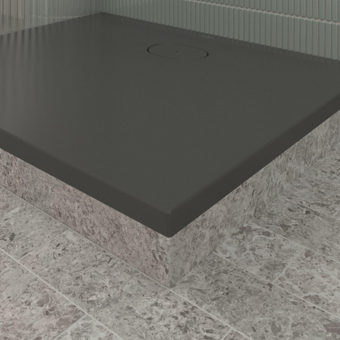 Villeroy & Boch Ecora douchebak - 100x80x3.5cm - afvoer lange zijde - anthracite (antraciet) SW1558912