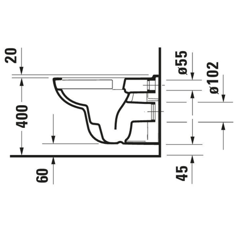 Duravit D-code Wandcloset - diepspoel - spoelrandloos - 35.5x54.5cm - rimless - wit SW104232