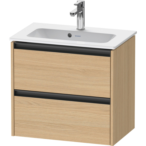 Duravit Ketho.2 Wastafelonderbouwkast - met 2 laden - 61x39x54.9cm - met grepen antraciet - natuur eiken mat SW772795
