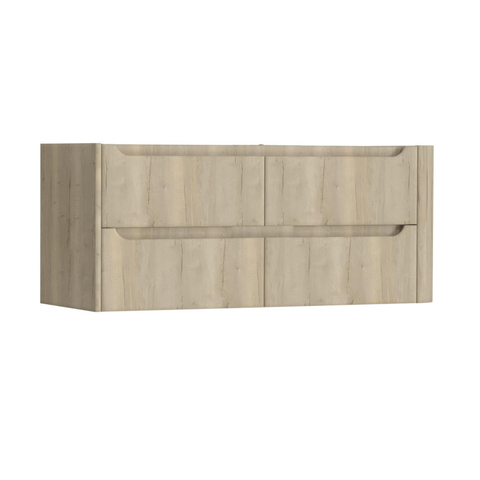 H&R Badmeubelen Juice Wastafelonderkast - 120x45x50cm - rechterhoek afgerond - 4 lades - geïntegreerde greep - french oak SW1570833
