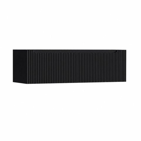 H&R Badmeubelen Juice Wastafelonderkast - 140x45x40cm - rechterhoek afgerond - 3D-front - 2 lades - geïntegreerde greep - zwart mat SW1260110