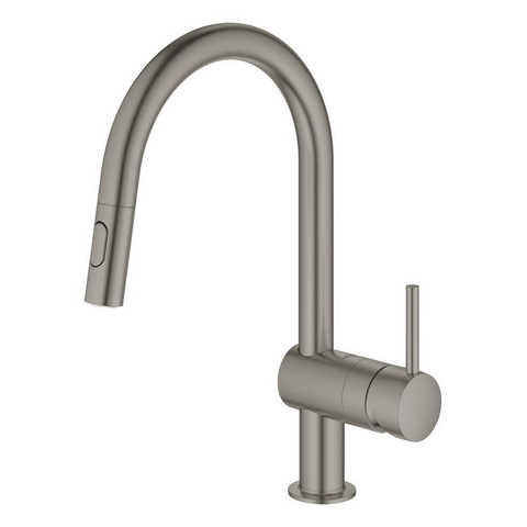 Grohe Minta Keukenkraan - hoog - draaibare/uittrekbare c uitloop - 2 straalsoorten - brushed hard graphite (antraciet) SW354662