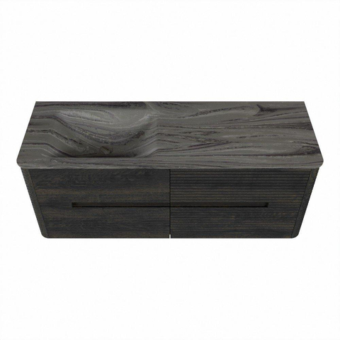 Mondiaz CIRO-DLUX Badkamermeubelset - 130x45x50cm - Solid surface wastafel Sombra - 1 wasbak Links - zonder kraangaten - 4 lades - Shadow SW1532766