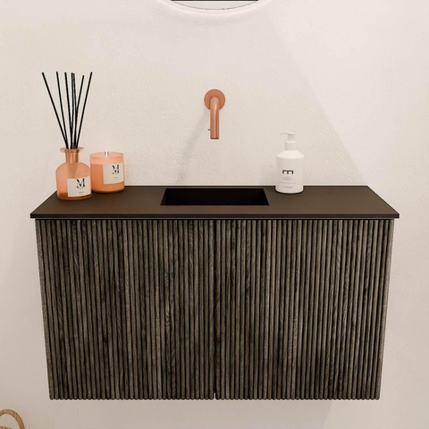 Mondiaz JOYA 70cm meuble de toilette - couleur Shadow - Vasque FAYE position Milieu Sans trou de robinet couleur Urban SW1421484