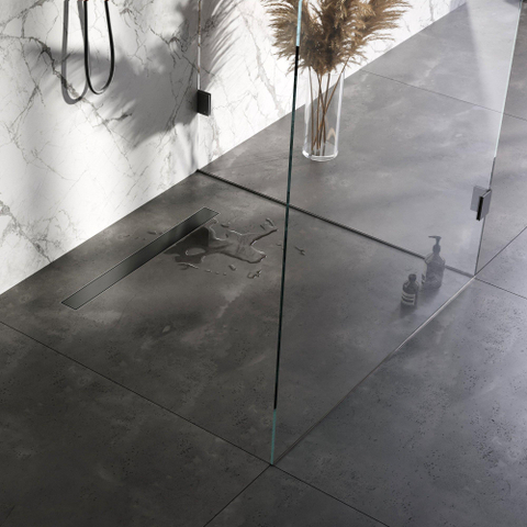 Brauer Caniveau de douche - 80x7.5cm - bride de sol - grille à carreler réversible - acier inoxydable - gunmetal brossé SW891079