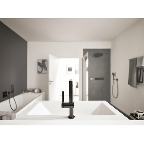 Hansgrohe Finoris Wastafelkraan - 230 - 2jet - met uittrekbare vuistdouche - met afvoerplug - mat zwart SW651140