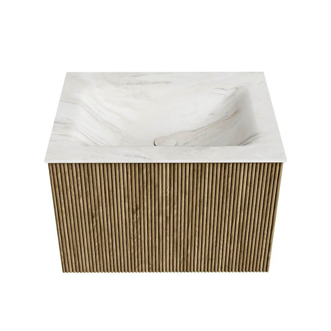 Mondiaz KURVE-DLUX Ensemble de meuble de salle de bains - 60x46x40cm - 1 tiroir - lavabo solid surface - central - sans trou de robinet - Dusk SW1414983