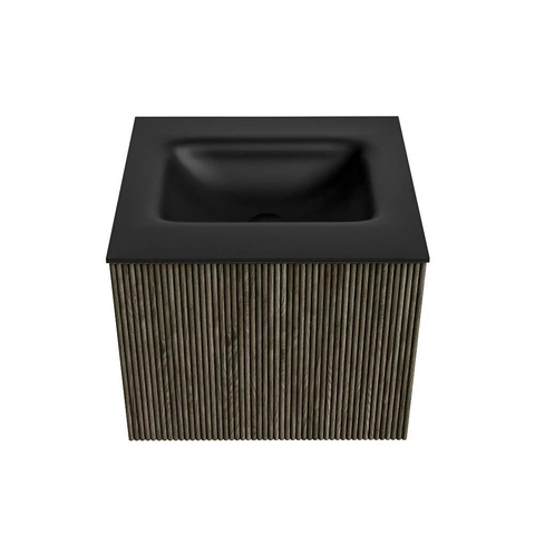 Mondiaz KURVE Ensemble meuble de salle de bains - 50x46x40cm - 1 tiroir - lavabo solid surface - central - sans trou de robinet - Shadow SW1414167