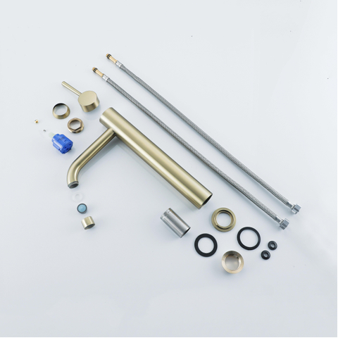 Fortifura Calvi Wastafelkraan - 33.9cm - verhoogd - opbouw - PVD - geborsteld messing (goud) SW720549