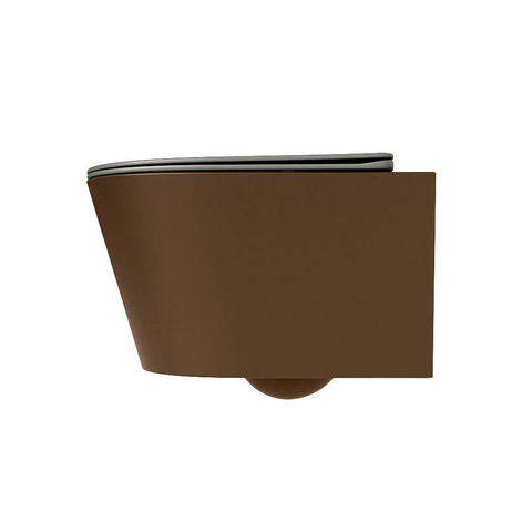 Mondiaz LAVIE hangtoilet – spoelrandloos – 36 x 53 cm – met softclose zitting – Rust (bruin), zitting Smoke (lichtbruin) SW1208793