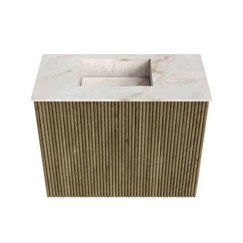 Mondiaz JOYA-DLUX 50cm toiletmeubel - kleur Dusk - Wastafel FAYE positie Links Zonder kraangat kleur Frappe. SW1423047