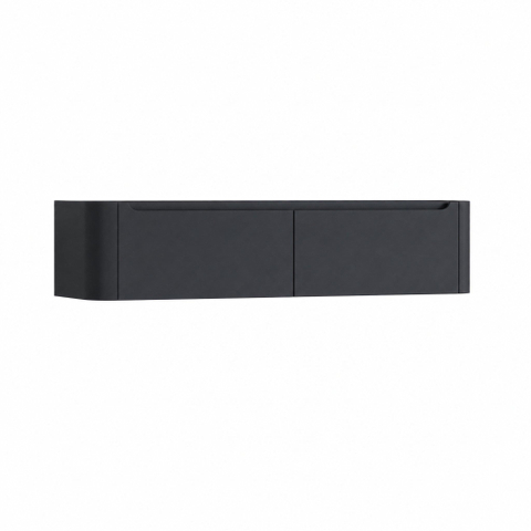 H&R badmeubelen Juice Wastafelonderkast - 180x45x40cm - afgeronde hoeken - 2 lades - geïntegreerde greep - dark blue mat SW867590