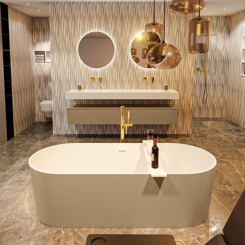MONDIAZ ROCK Baignoire îlot - 170x70cm - couleur Plata / Talc SW1015106