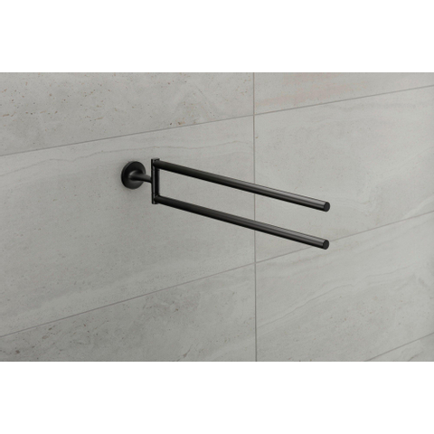 Duravit Starck T Handdoekhouder - 2 stangen - 46.5cm - draaibaar - mat zwart SW297086