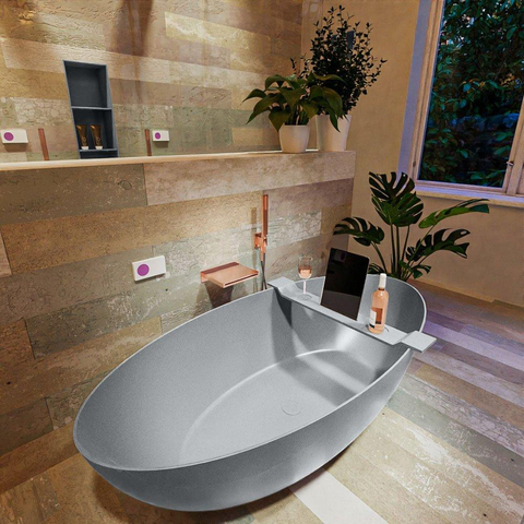 MONDIAZ ROCK Baignoire îlot - 170x70cm - couleur Plata / Talc SW1015106