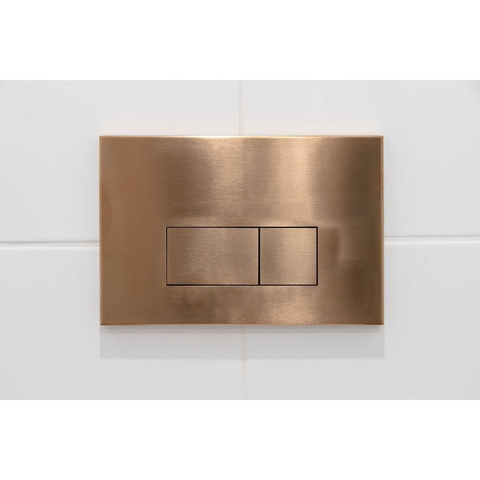 QeramiQ Dely Toiletset - 36.3x51.7cm - diepspoel - rimless - Geberit UP320 inbouwreservoir - softclose toilet zitting - 35mm - koperen bedieningsplaat - rechthoekige knoppen - mat beige SW1236514