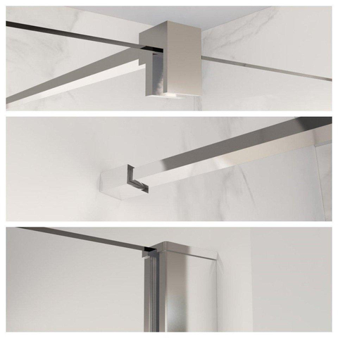 Fortifura Galeria Douche à l'italienne mi-hauteur - 110x80cm - verre clair - 8mm - nano - avec profil et barre de renfort - Chrome SW1248406