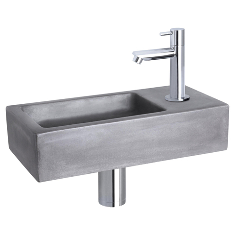 Differnz Ravo pack lave-mains – 38,5 x 18,5 x 9 cm – béton gris foncé – robinet droit chromé SW705458
