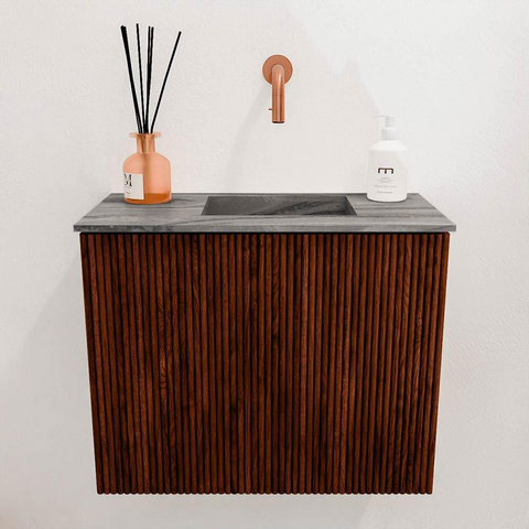 Mondiaz JOYA-DLUX 50cm toiletmeubel - kleur Ruby - Wastafel FAYE positie Rechts Zonder kraangat kleur Sombra. SW1425655