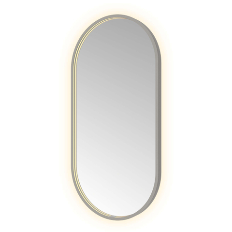 Hotbath &MORE Spiegel Oval - 50x100cm - direct en indirect LED - spiegelverwarming - dimbaar - met afstandsbediening - PVD - geborsteld gunmetal antraciet SW1245611