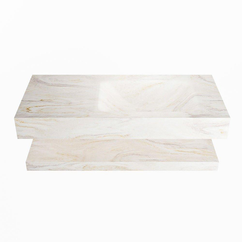 Mondiaz ALAN-DLUX Ensemble de meuble - 100cm - meuble Ostra mat - 0 tiroirs - Lavabo Cloud Ostra suspendu - vasque Droite - 0 trous de robinet SW809339