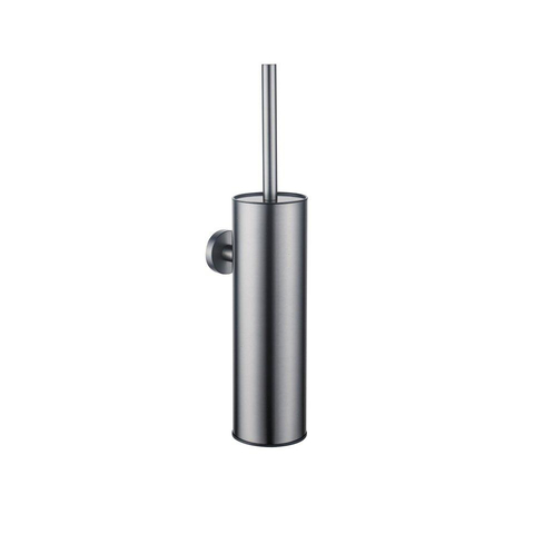Fortifura Calvi Toiletset - toiletborstelhouder - gesloten - handdoekhaak - toiletrolhouder - met klep - geborsteld gunmetal (antraciet) SW1381786