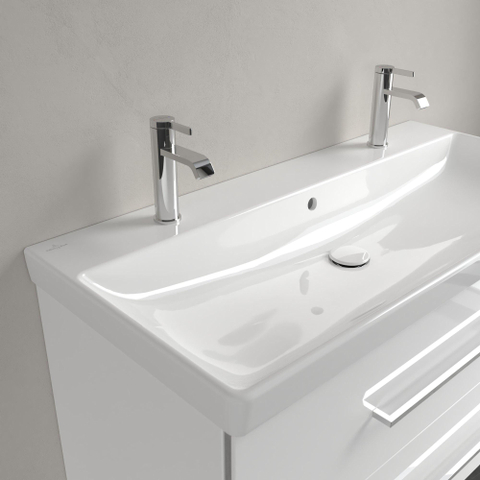 Villeroy & Boch Avento meubelwastafel - 100x47cm - 2 kraangaten - met overloop CeramicPlus - White Alpine (glans wit) SW59851