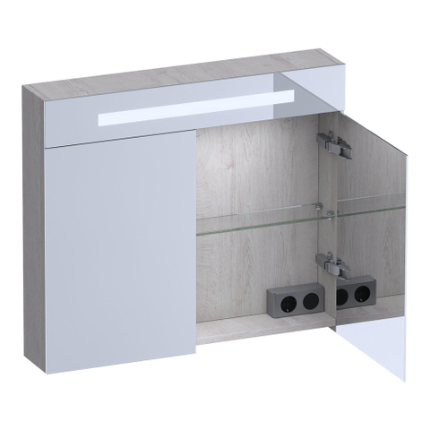 BRAUER Promise Deluxe spiegelkast – 80x70x15 cm – directe LED boven – Forest Seashell SW1203684