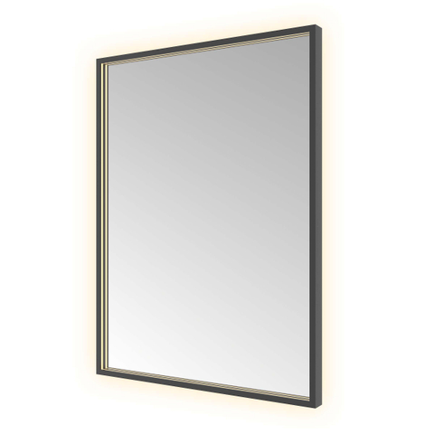 Hotbath &MORE Spiegel - 60x80cm - direct en indirect LED - color changing - spiegelverwarming - met afstandsbediening - PVD - geborsteld zwart SW1246055