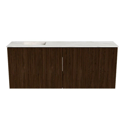 Mondiaz JOYA-DLUX 100cm toiletmeubel - kleur Walnut - Wastafel FAYE positie Links 1 kraangat kleur Ostra. SW1422644