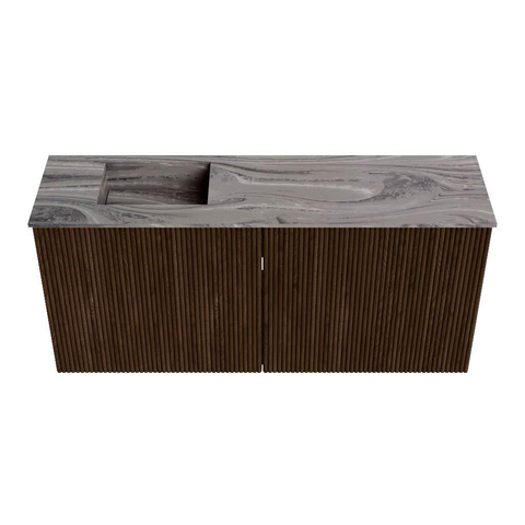 Mondiaz JOYA-DLUX 90cm toiletmeubel - kleur Walnut - Wastafel FAYE positie Links Zonder kraangat kleur Sombra. SW1424728