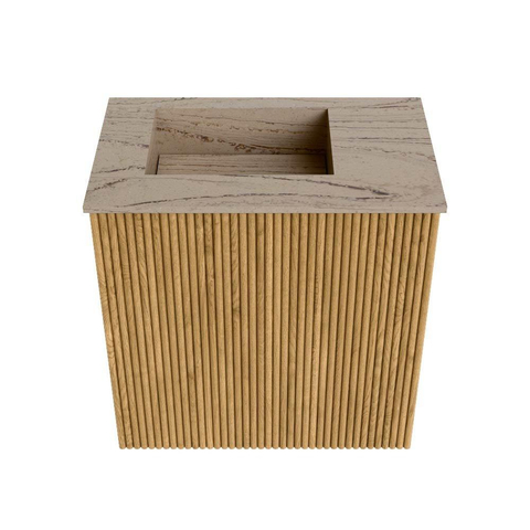 Mondiaz JOYA-DLUX 40cm toiletmeubel - kleur Oak - Wastafel FAYE positie Links Zonder kraangat kleur Arena. SW1423866