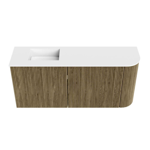 Mondiaz JOYA 91.6cm toiletmeubel - ronding rechts kleur Dusk - Wastafel FAYE positie Links Zonder kraangat kleur Talc. SW1421596