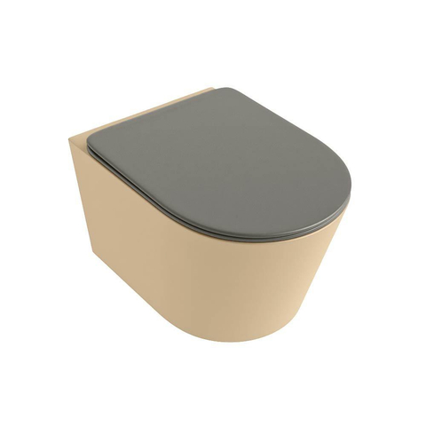 Mondiaz LAVIE WC suspendu – sans bride – 36 x 53 cm – avec abattant softclose – Sand (beige), abattant Smoke (brun clair) SW1208738