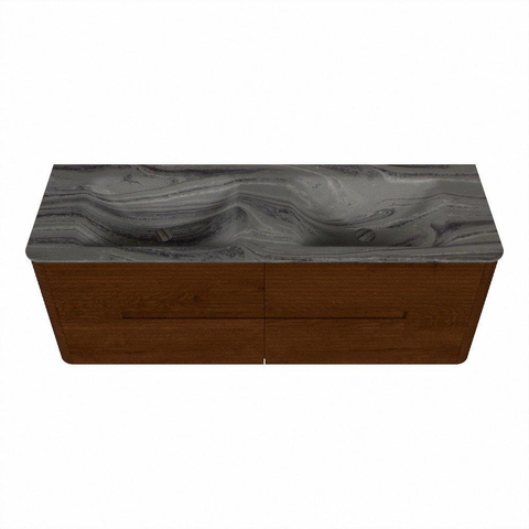 Mondiaz CIRO-DLUX Meuble de salle de bains - 140x45x50cm - Plan vasque solid surface Sombra - 2 vasques double - 2 trous de robinet - 4 tiroirs - Ruby SW1531945