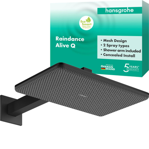 Hansgrohe Raindance alive Q - hoofddouche 210/340 2jet - ecosmart wand - mat zwart SW1388645
