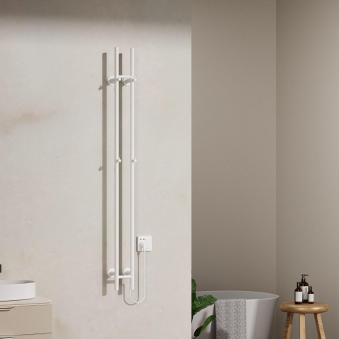 Belrad Rod handdoekradiator - 16.8x150cm - elektrisch - 120 watt - glanzend wit SW1218544