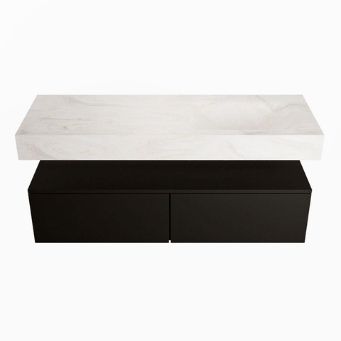 Mondiaz ALAN-DLUX Ensemble de meuble - 130cm - meuble Urban mat - 2 tiroirs - Lavabo Cloud Ostra suspendu - vasque droite - 1 trou de robinet SW807376