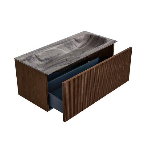 MONDIAZ KURVE-DLUX 100cm badmeubel kleur Walnut met 1 lade en 0 deuren. Wastafel BIG MEDIUM Midden 1 kraangat Sombra. SW1433670