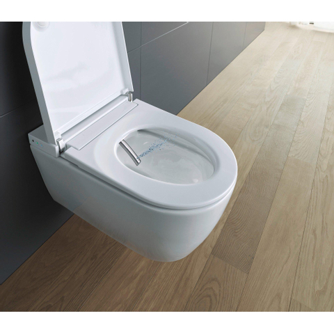 Duravit Sensowash Starck F Lite douchewc - 37.8x57.5cm - spoelrandloos - met closetzitting - compact - glans wit SW420600