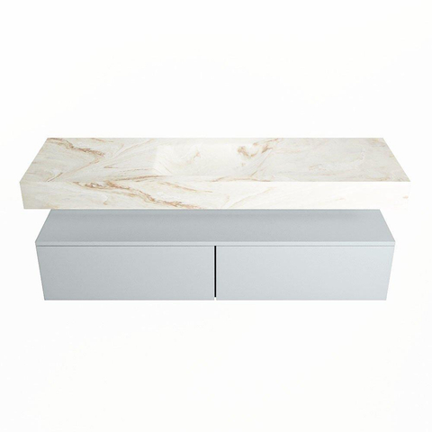 Mondiaz ALAN-DLUX Ensemble de meuble - 150cm - meuble Clay mat - 2 tiroirs - Lavabo Cloud Frappe suspendu - vasque Centre - 1 trou de robinet SW804840